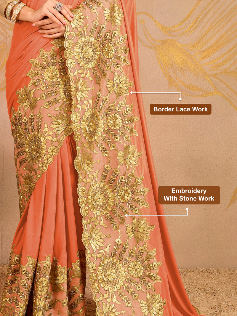 Floral Embroidered Designer Saree
