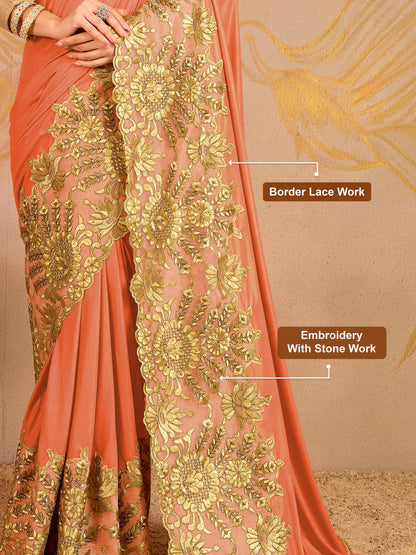 Floral Embroidered Designer Saree