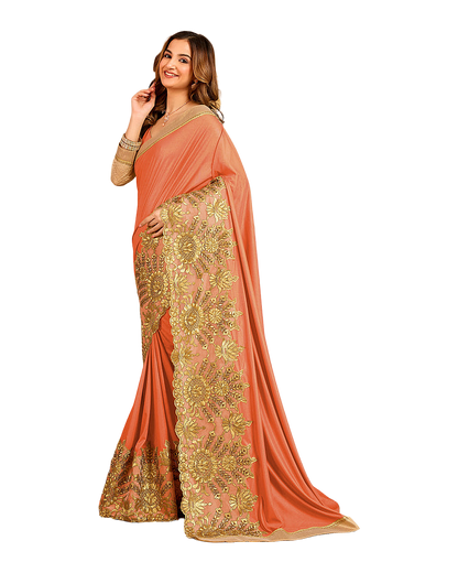 Floral Embroidered Designer Saree