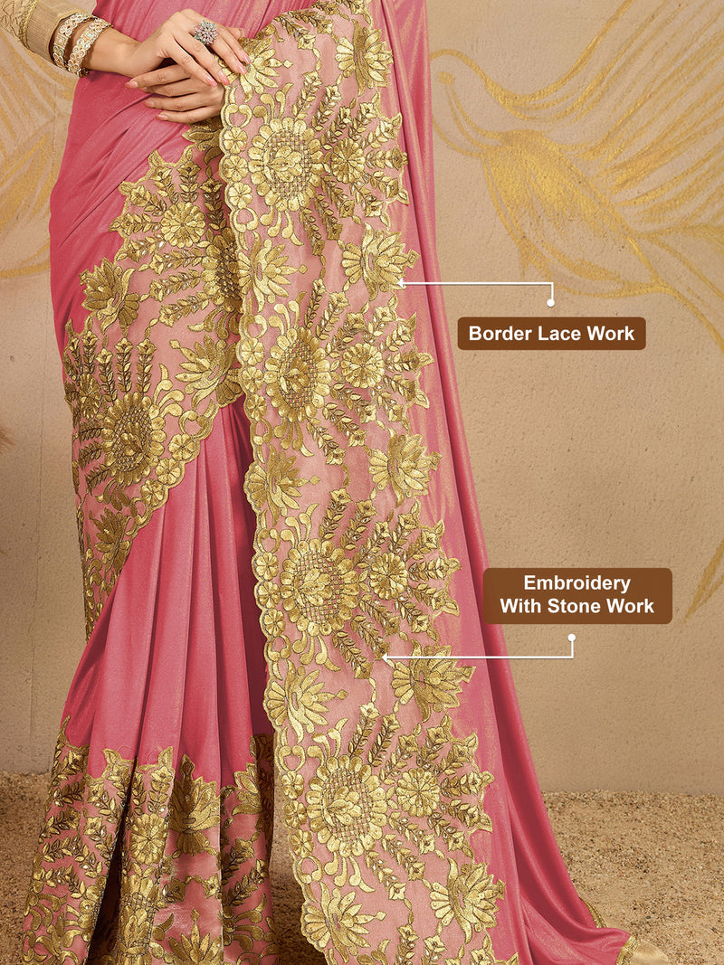 Floral Embroidered Designer Saree