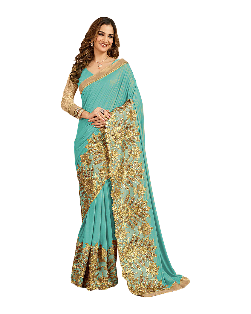 Floral Embroidered Designer Saree