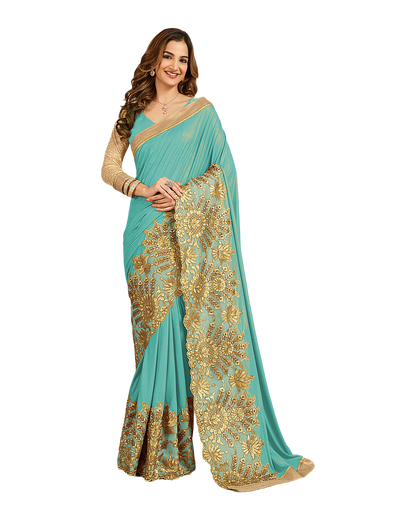 Floral Embroidered Designer Saree