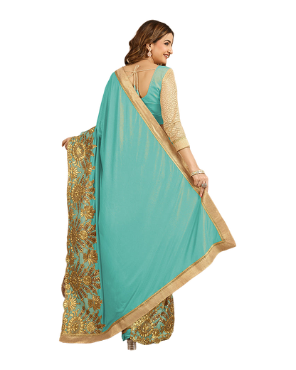 Floral Embroidered Designer Saree