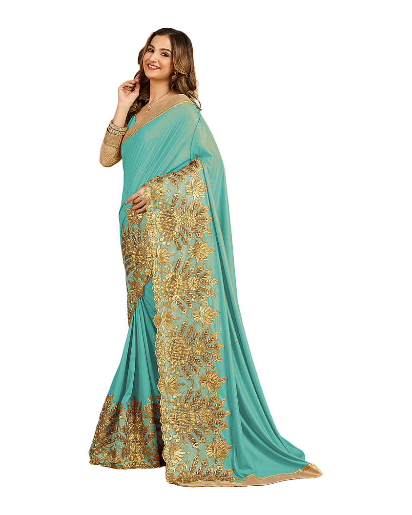 Floral Embroidered Designer Saree