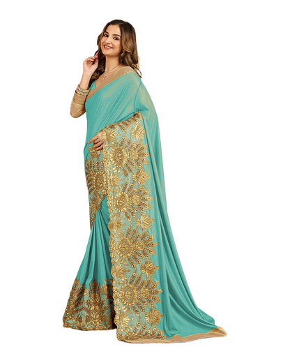 Floral Embroidered Designer Saree