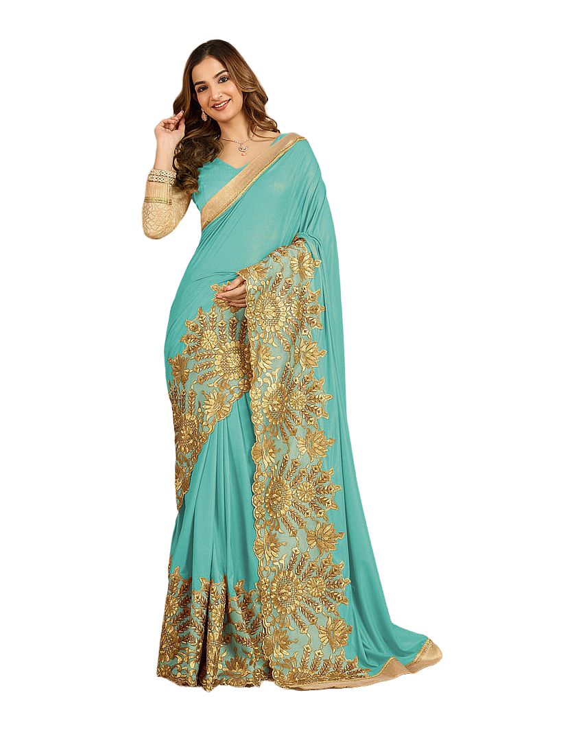 Floral Embroidered Designer Saree