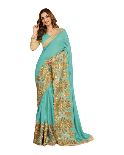 Floral Embroidered Designer Saree