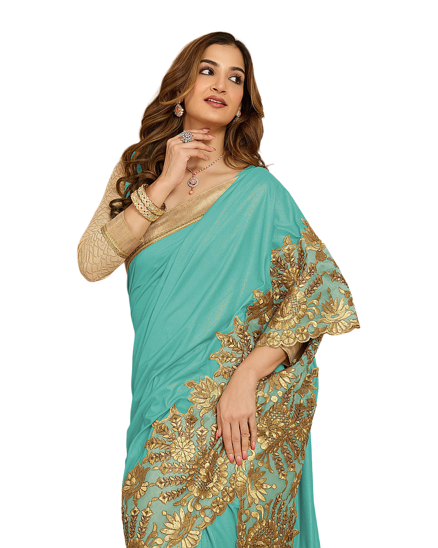 Floral Embroidered Designer Saree