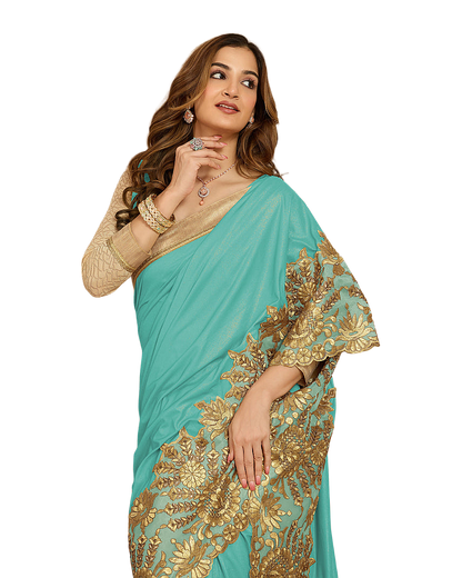 Floral Embroidered Designer Saree