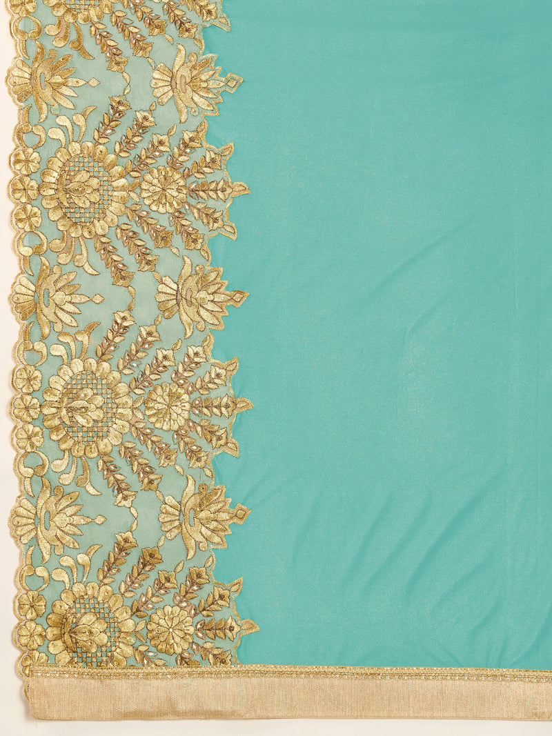 Floral Embroidered Designer Saree