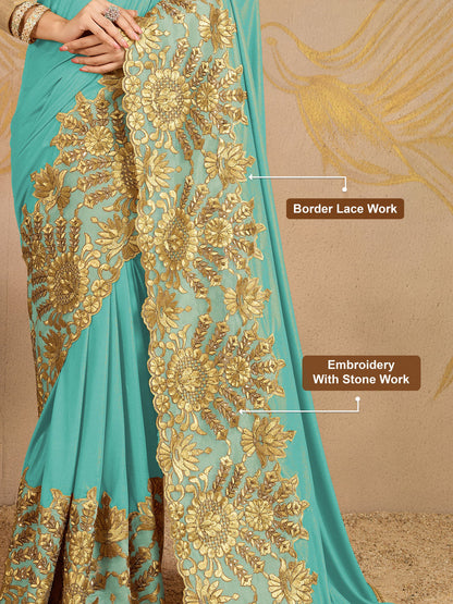 Floral Embroidered Designer Saree