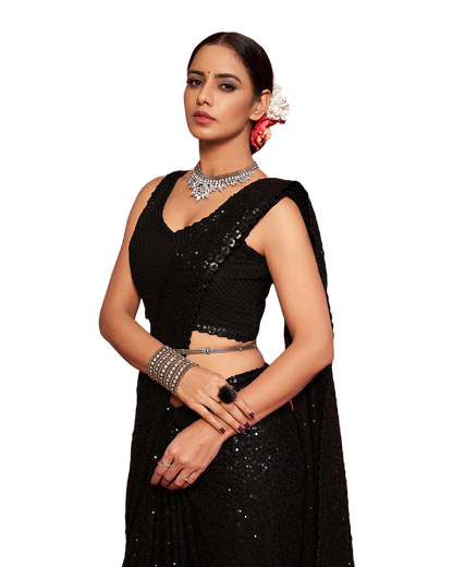 Sequin Embroidered Party Saree
