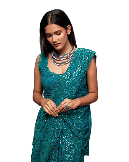 Sequin Embroidered Party Saree