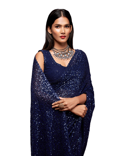 Sequin Embroidered Party Saree
