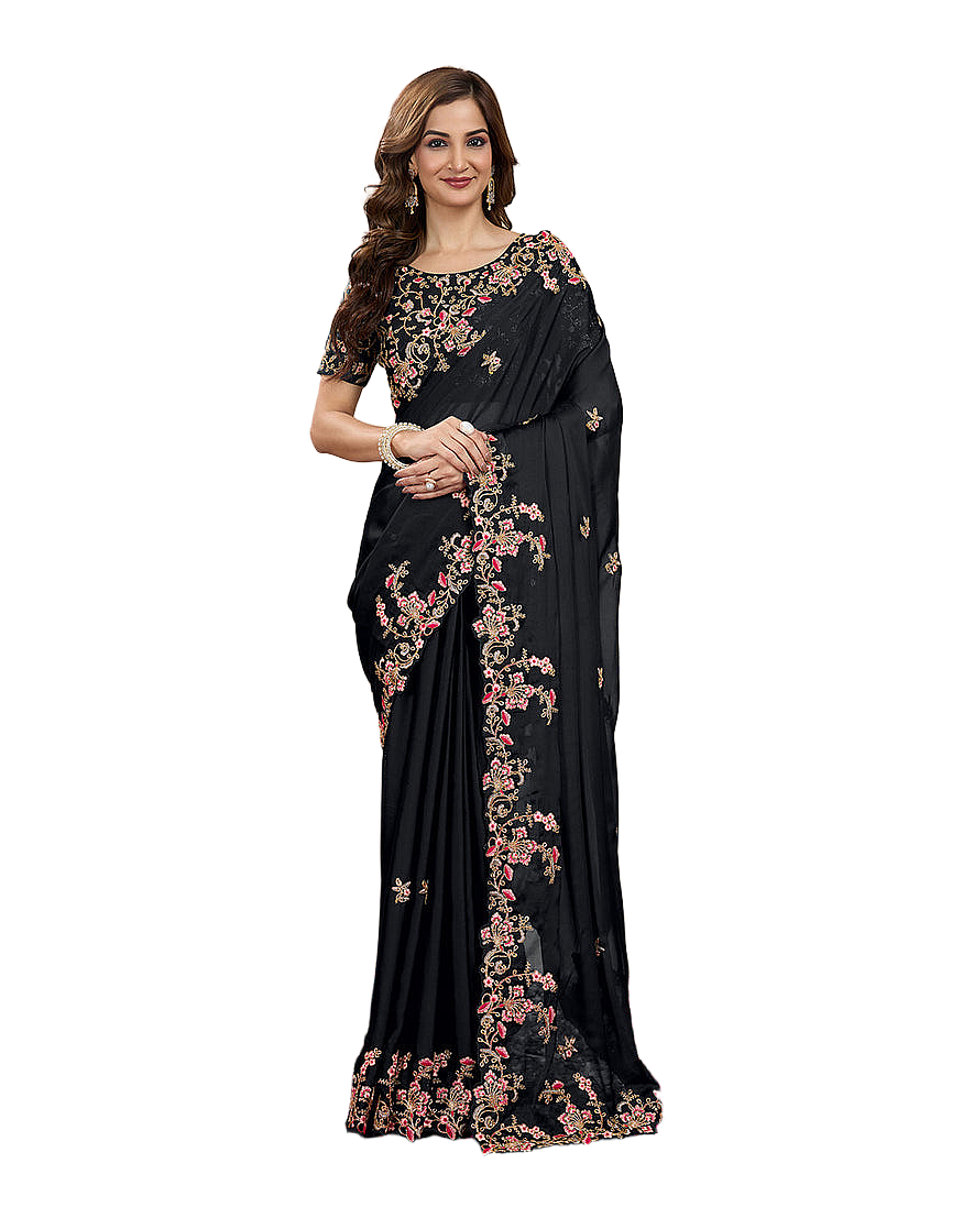 Floral Embroidered Designer Party Saree