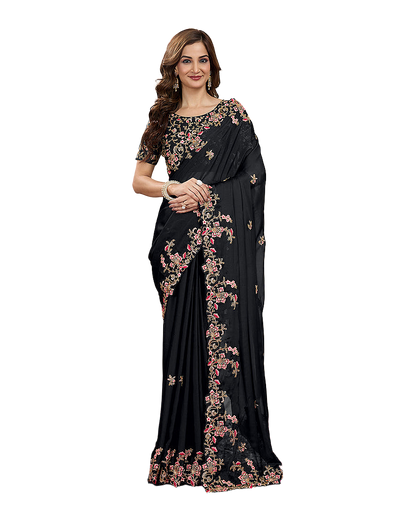 Floral Embroidered Designer Party Saree