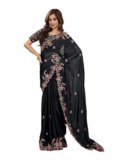 Floral Embroidered Designer Party Saree