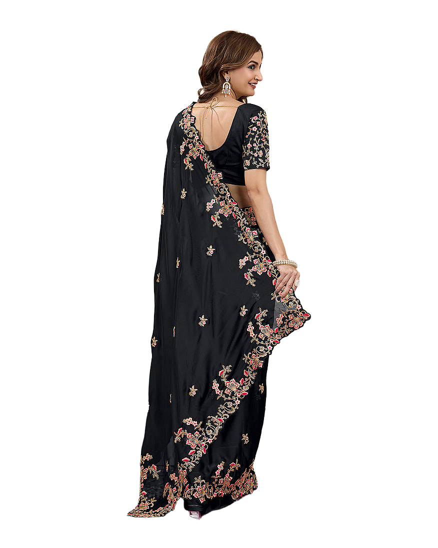 Floral Embroidered Designer Party Saree