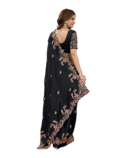 Floral Embroidered Designer Party Saree