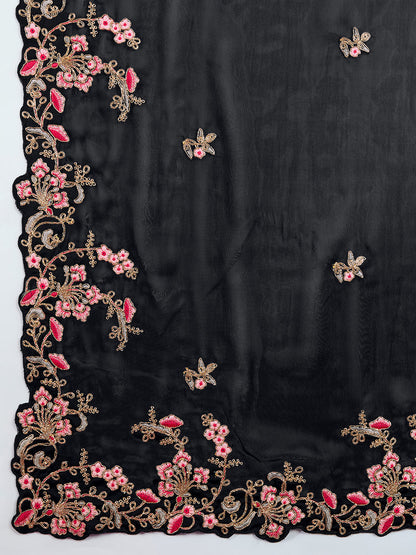 Floral Embroidered Designer Party Saree