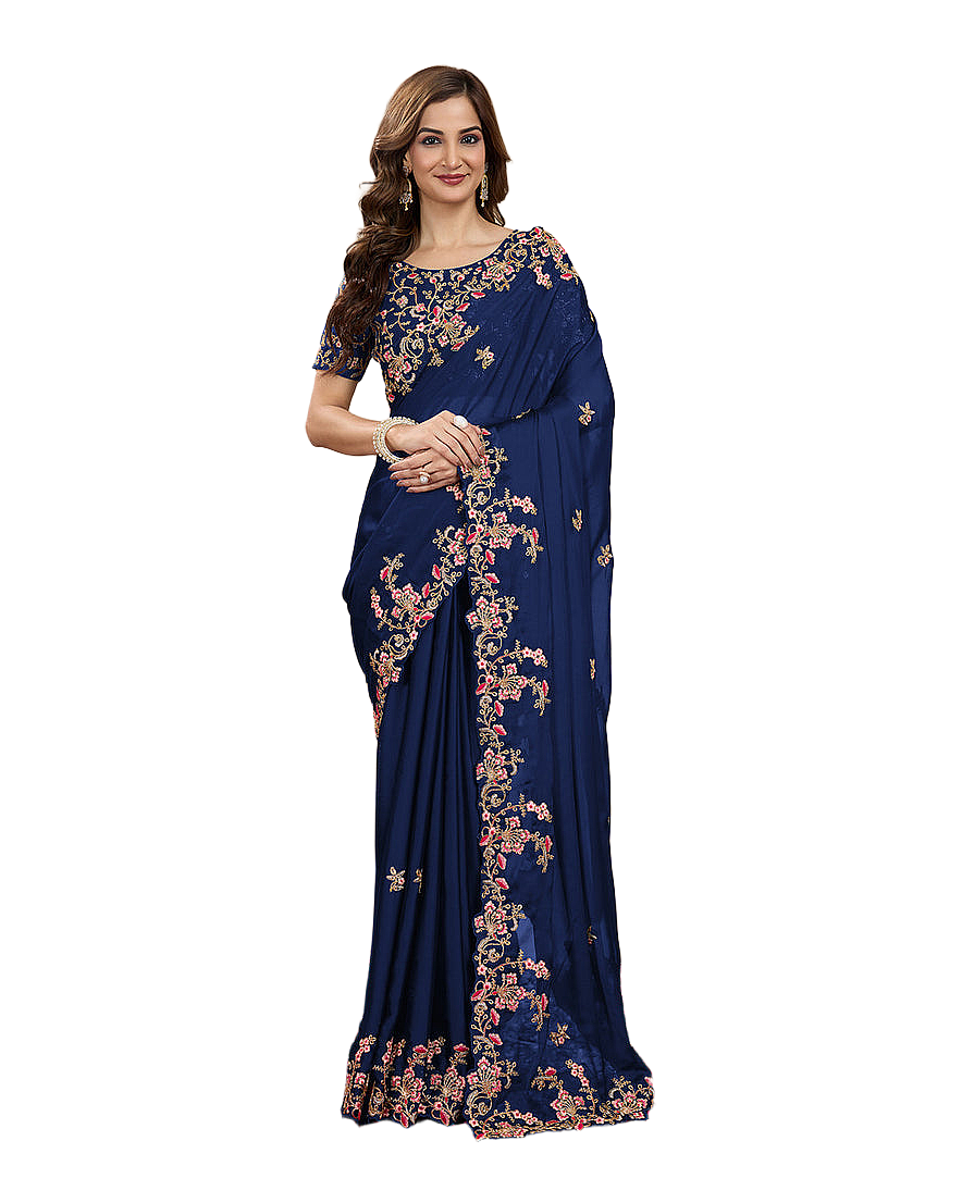 Floral Embroidered Designer Party Saree