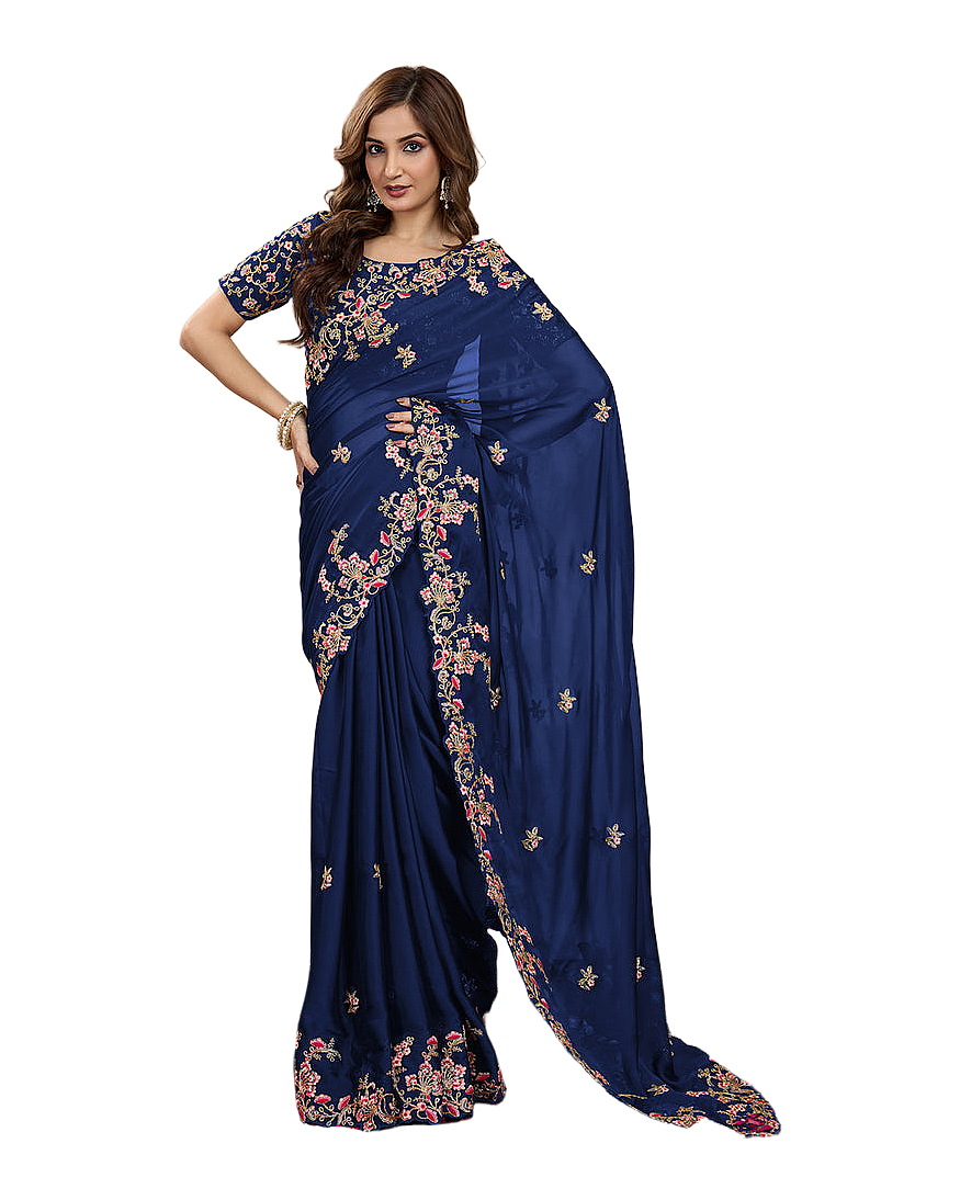 Floral Embroidered Designer Party Saree