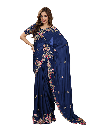 Floral Embroidered Designer Party Saree