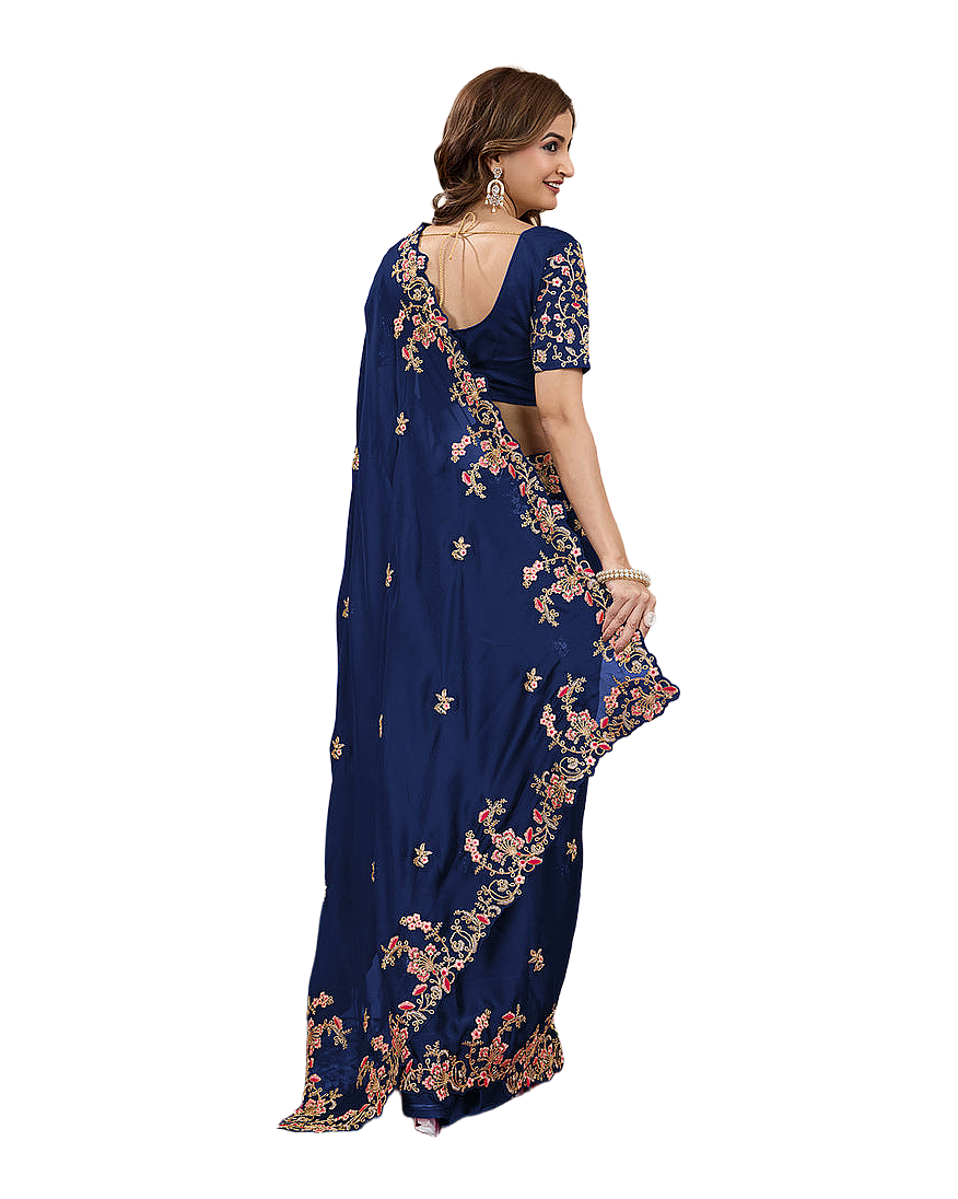 Floral Embroidered Designer Party Saree