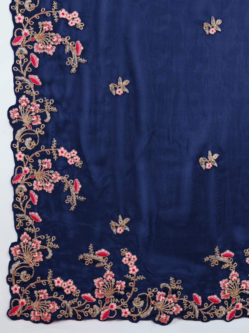Floral Embroidered Designer Party Saree