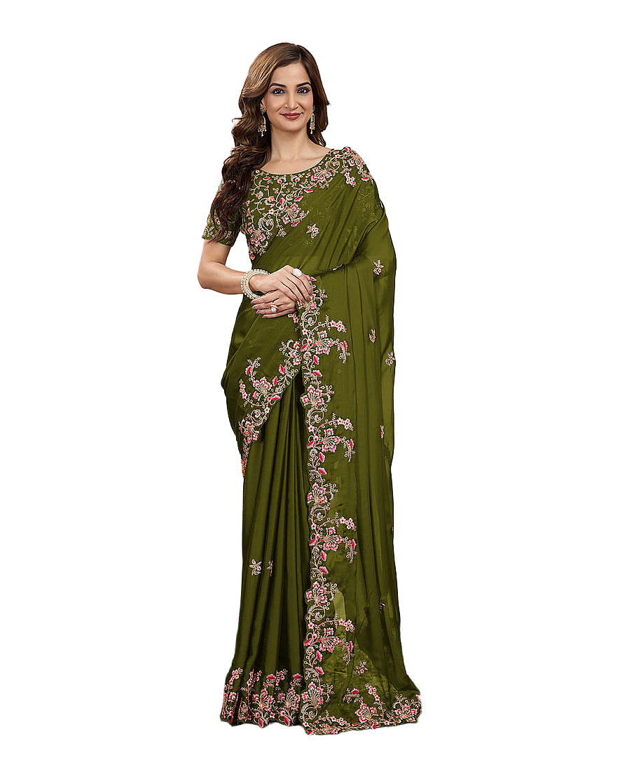 Floral Embroidered Designer Party Saree