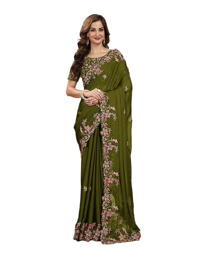 Floral Embroidered Designer Party Saree