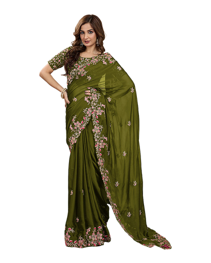 Floral Embroidered Designer Party Saree