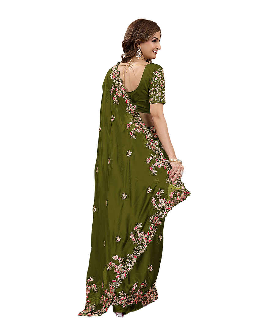 Floral Embroidered Designer Party Saree