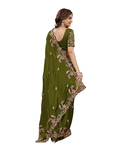 Floral Embroidered Designer Party Saree