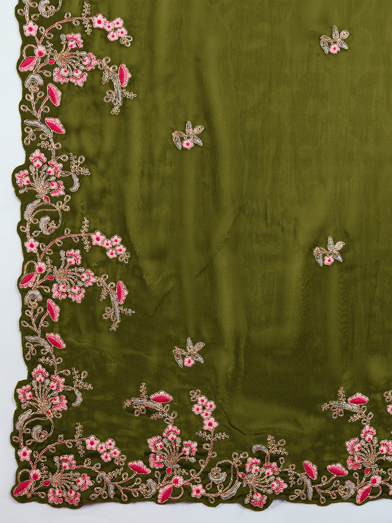 Floral Embroidered Designer Party Saree
