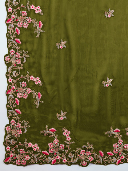 Floral Embroidered Designer Party Saree