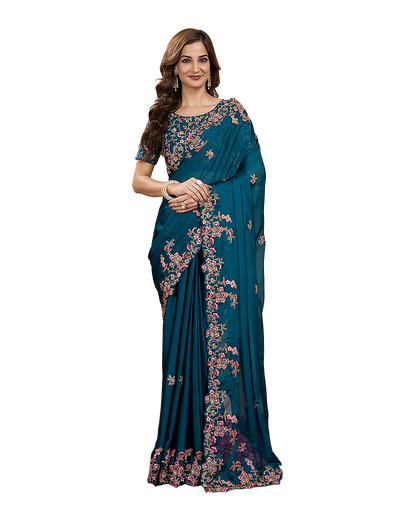 Floral Embroidered Designer Party Saree