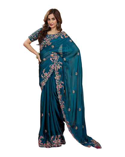 Floral Embroidered Designer Party Saree