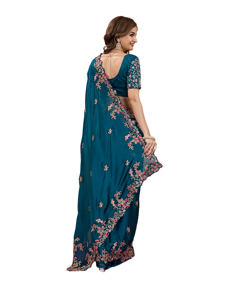 Floral Embroidered Designer Party Saree