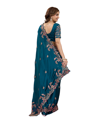 Floral Embroidered Designer Party Saree