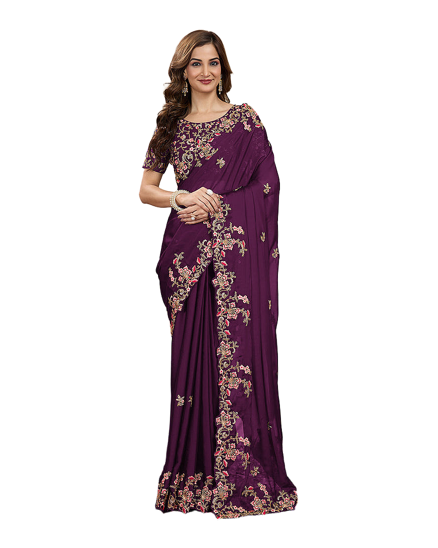 Floral Embroidered Designer Party Saree