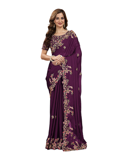 Floral Embroidered Designer Party Saree