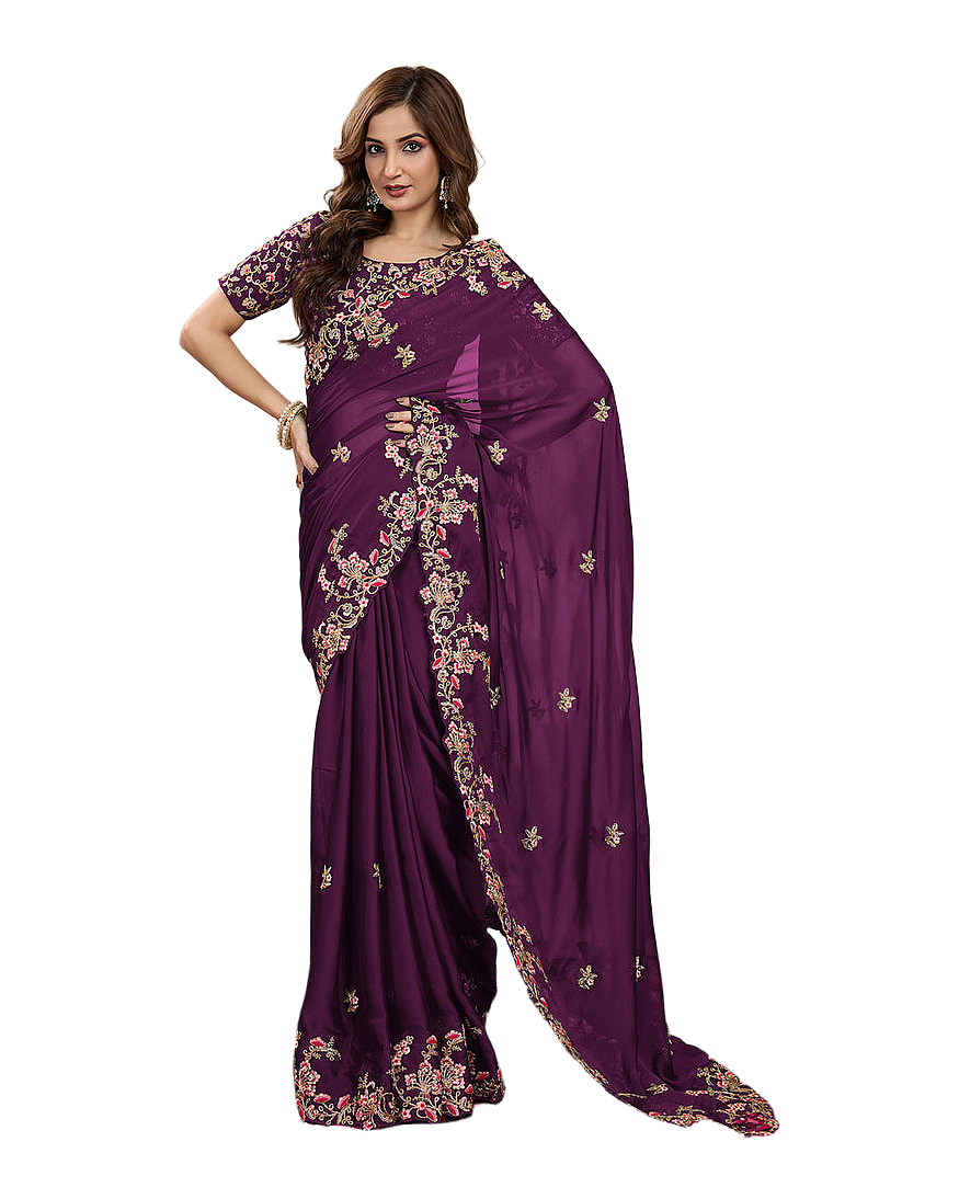 Floral Embroidered Designer Party Saree
