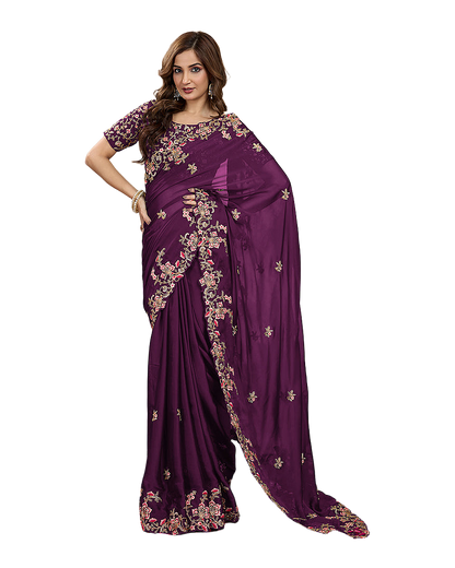 Floral Embroidered Designer Party Saree
