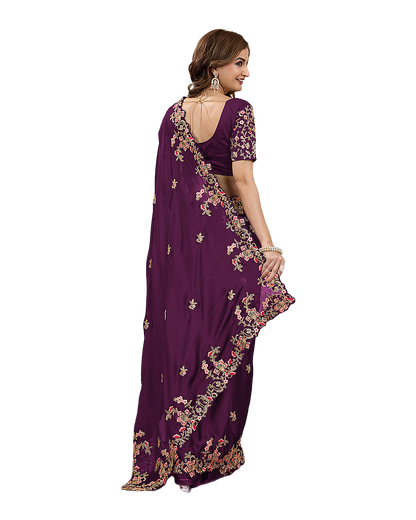 Floral Embroidered Designer Party Saree