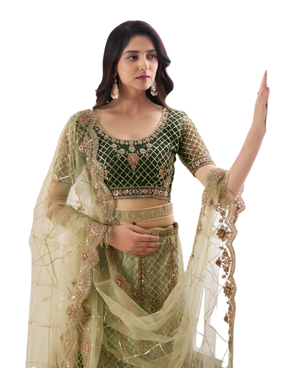 Heavy Embroidered Bridal Designer Lehenga Set