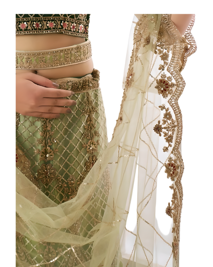 Heavy Embroidered Bridal Designer Lehenga Set