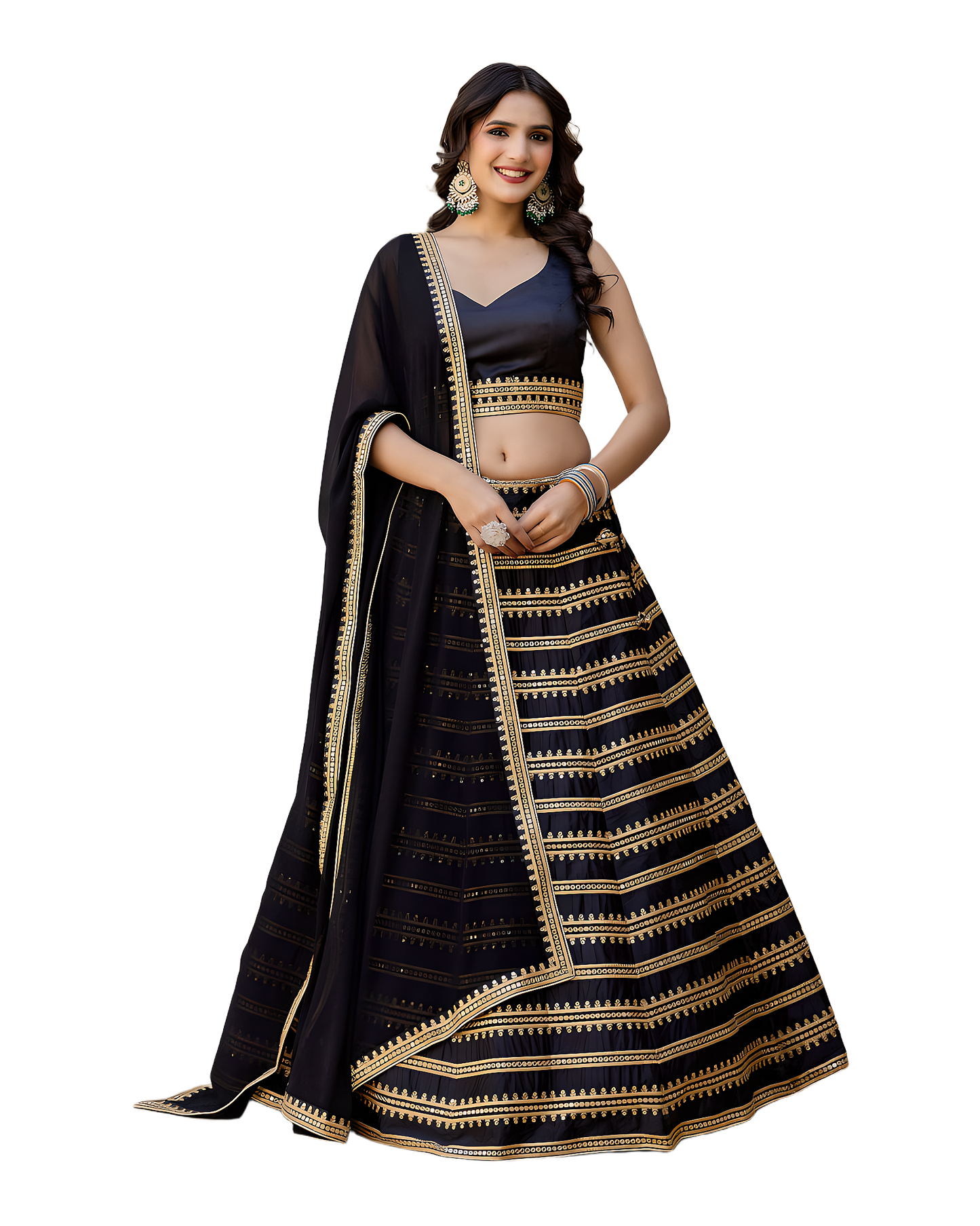 Traditional Zari Embroidered Designer Lehenga Set