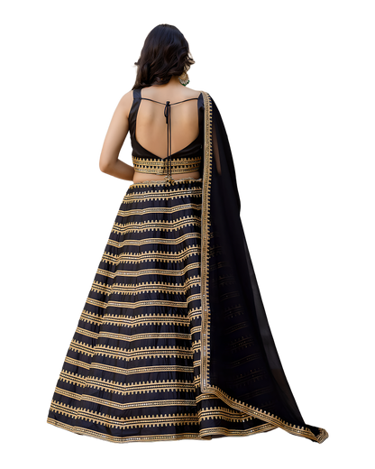 Traditional Zari Embroidered Designer Lehenga Set