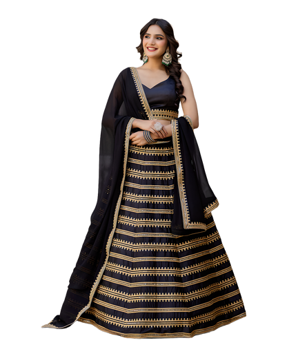 Traditional Zari Embroidered Designer Lehenga Set